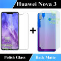 Huawei Nova 3 Glass Protector Clear 2.5D Polish Glass + Matte Back Protector Carbon Soft Skin Sheet For Huawei Nova 3. 