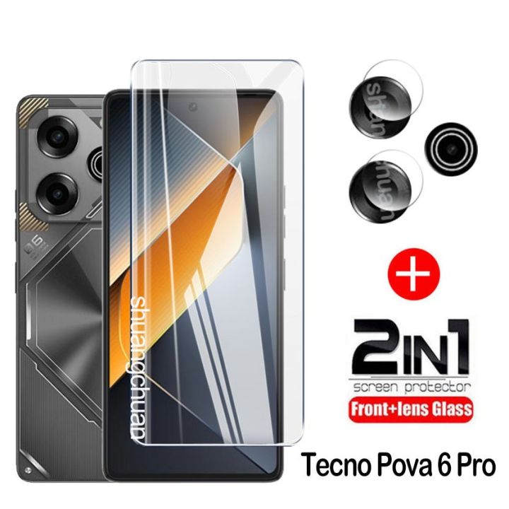 For Tecno Pova 6 Pro tempered Glass 2in1 Screen Protectors + camera film