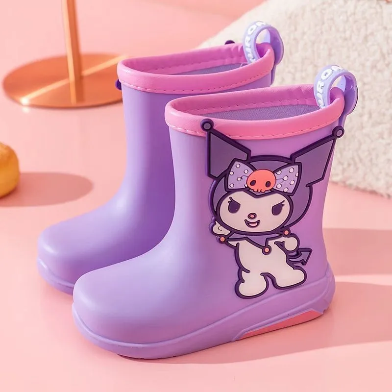 HOT Kuromi Rain Boots Original Cinnamoroll Water Shoes With Fleece Cover Girls Wearing Non Slip Cartoon Cute Hello Kitty Rain Boots Daraz.pk