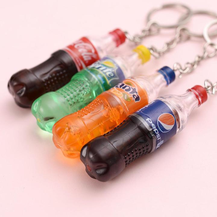 【2023】 Simulated Beverage Bottle Keychain Resin Doll Couple Key Chain Men Women Bag Pendant Children Mini Canned Drinks Bottle