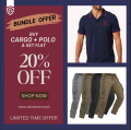 Combo Deal Polo T Shirt + Cargo Pant 6 Pocket Trouser for Men Trekking Trouser for Men,Cargo Pants for Men Full Sleeves T shirt For Men & Boys Formal for Men multi-pocket pants. 