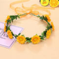 Bohemian Wedding Headpiece Flower Girl Headdress Bridal Wreath Headpiece Sunflower Headband Boho Flower Crown. 