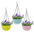 3Pcs Hanging Pots For Plants And Flowers / Imported Quality Garden Care Hanging Flower Pot With Chain Assorted Colours. 