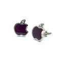 1 Pair Apple Silver Enamel Black White Maroon Cufflinks. 