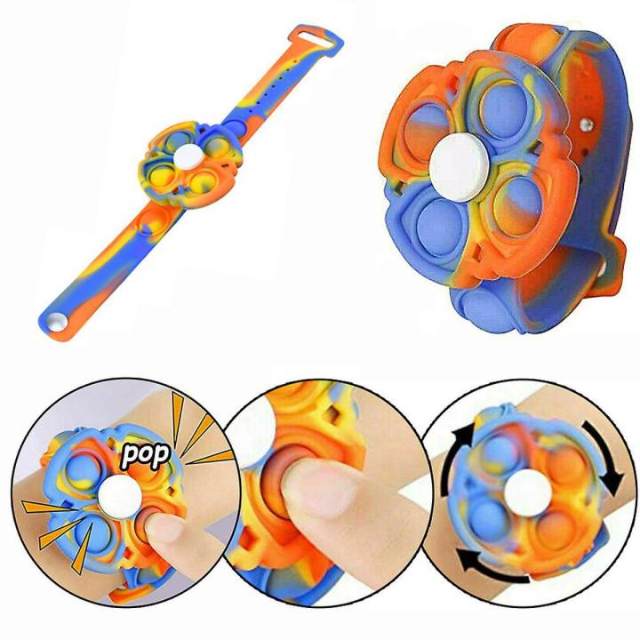 Popit Spinner Watch, Push Bubble Fidget Wristband Toys, Stress Relief Fidget Bracelets for Kids