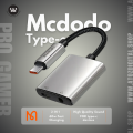 Mcdodo 2-in-1 Gaming Splitter (Type-C) Dual Connector for Android Devices 2-in-1 Splitter for PUBG and Gaming High-Quality Performance. 