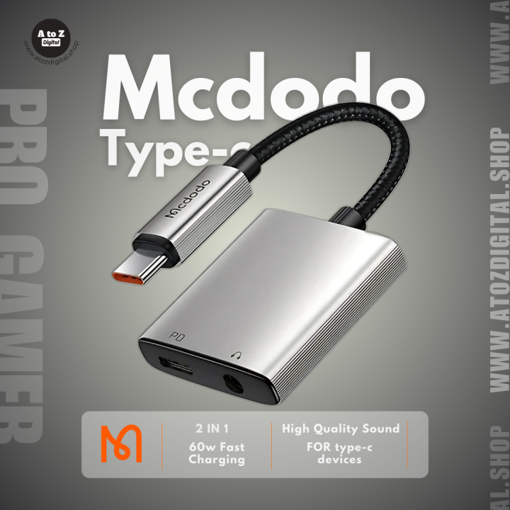 Mcdodo 2-in-1 Gaming Splitter (Type-C) Dual Connector for Android Devices 2-in-1 Splitter for PUBG and Gaming High-Quality Performance
