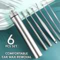 Dynamic Life 6Pcs Ear Wax Cleaning Kit with Box, Ear Cleaning Tool Set, Curette Remover, Ear Spoon Spiral Earpick Set, Wax Removal Kit, Spring Earwax Cleaner Tool, Reusable Ear Cleaner for Children and Adult. 