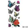 1pcs 3D Butterfly Tattoos Stickers Rose Flower Girls Women Body Art Water Transfer Temporary Tattoo Sticker Arm Wrist Tatoo. 