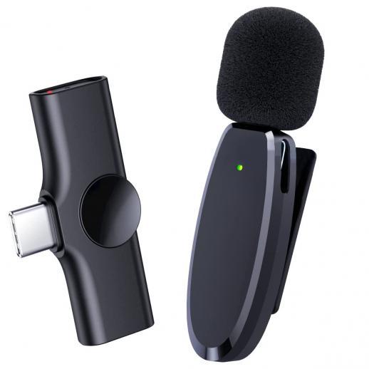 Soomfon SF-MP001 Wireless Lavalier Microphone for iPhone 14 pro Android - USB C Mini Wireless Lavalier Microphone for Recording, Vlogging (No App or Bluetooth Required)