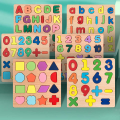 Educational Learning Toy Letters Numbers Alphabet Wooden Puzzle Wooden Matching Game Kids Puzzle Wooden Board. 