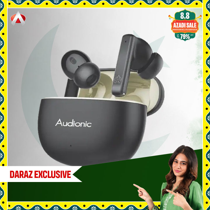 Audionic Airbud 495 Wireless Earbuds | 40Hr Long Battery Budget Earbuds | Quad MIC Noise Cancelling Earbuds For Calling | Gaming Mode 50ms Low Latency | BT 5.3 USB-C TWS