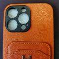 15 promax Luxury design Metal H Leather Phone Case For iPhone 13 12 11 14 Pro Classic orange Case For Galaxy S23 Ultra VIVO Pppo. 
