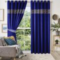Premium Quality Velvet Front Border Curtains Pack of 2 (Size 8*4.5 feets). 