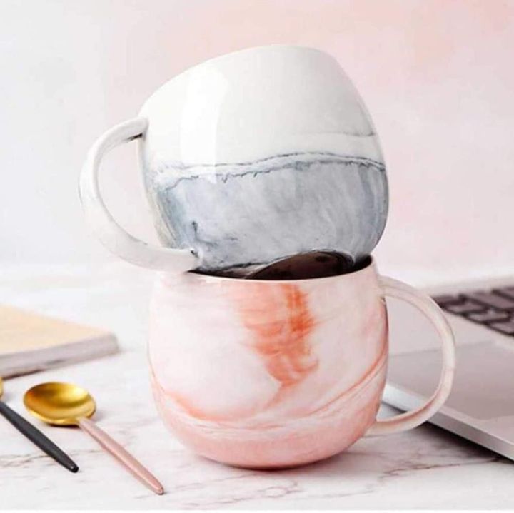 300ml Luxury Marble Ceramic Coffee Mug - Creative Couple Cup for Tea ...