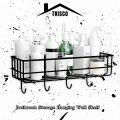 Bathroom Storage rack and organizer, Bathroom metal  Shelf Wall Mounted With Hooks, Bathroom accessories. 