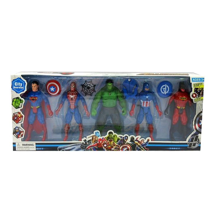 Avengers Action Figures Super Heroes Captain America Hulk Spiderman Superman Batman - 5 Figures