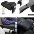 Car Center Console Armrest Cushion With Mobile Pocket Beige and Black. 