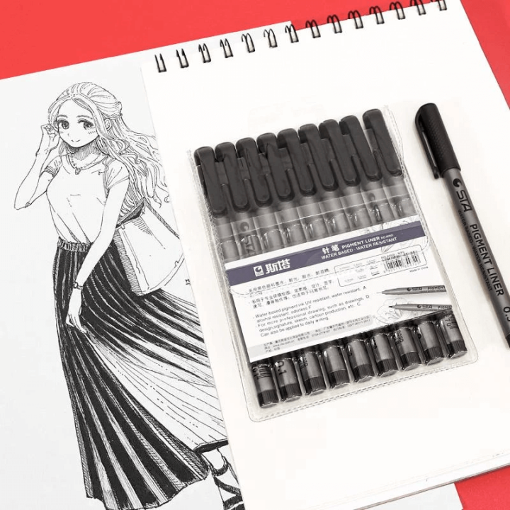 9%20Pcs%20-%20STA%20Permanent%20Black%20Fineliner%20Pen%20Set%20For%20Art%20Technical%20Drawing%20Writing%20Engineering%20Sketching%20Architecture%20Manga%20-%20Image%204