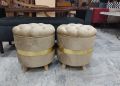 Ottoman Stool Puffy Pair (Round shape) (Pack of 2). 