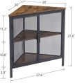 Corner Storage Cabinet Wooden Shelves, Free-Standing Organizer for Compact Space in Living Room/Bedroom/Entryway/Kitchen, Two Mesh Doors, Brown. 