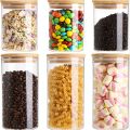 AKHPAL 6 Pack Glass Storage Jars with Airtight Bamboo Lids, 1400ML and 800ML Glass Kitchen Canisters , Clear Food Storage Jar Storage Containers for Coffee Bean, Candy, Sugar, Flour, Pasta, Nuts. 