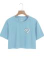 New Graphic Heart Logo Print Crop Top Round Neck Half Sleeves Casual Printed Cotton Crop T Shirt For Girls Women And Ladies. 