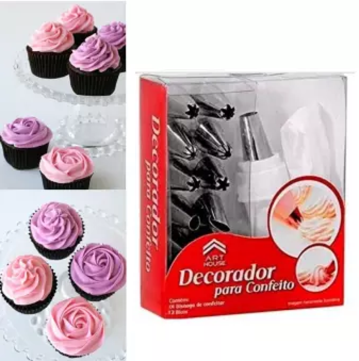 15 Piece Cake Decorating Nozzles Set with 3pcs Sc, Rose Cutter