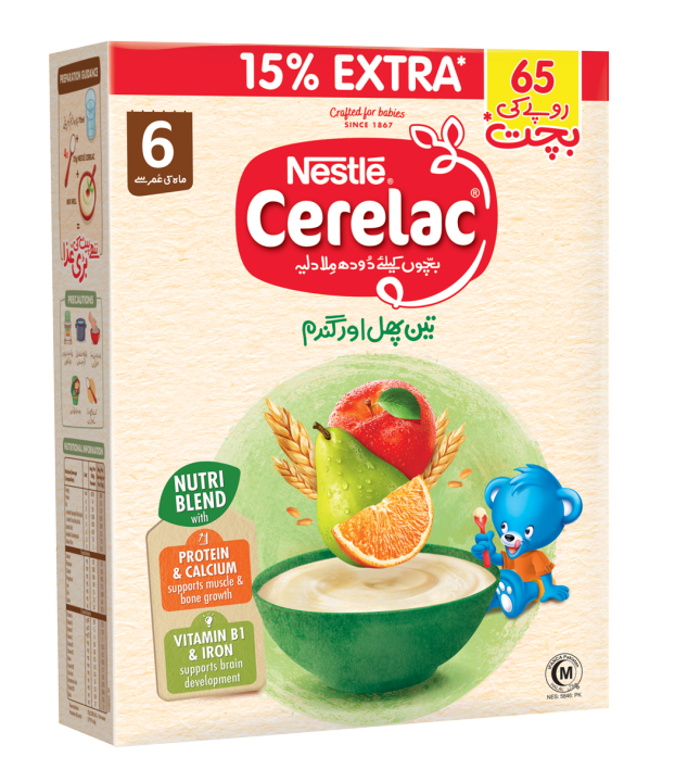 Baby Food - Nestle Cerelac - 3 Fruits & Wheat - 200g Promo Pack