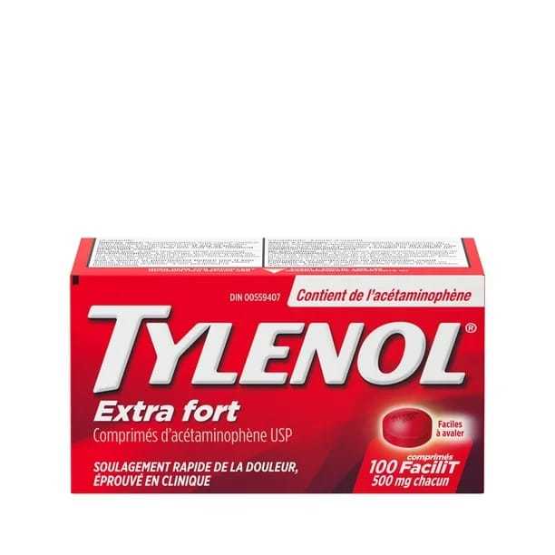 Tylenol Extra Strength Acetaminophen Tablets USP 500 mg 100 Tablets