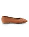 Tan Faux Leather Pump Flats For Women. 