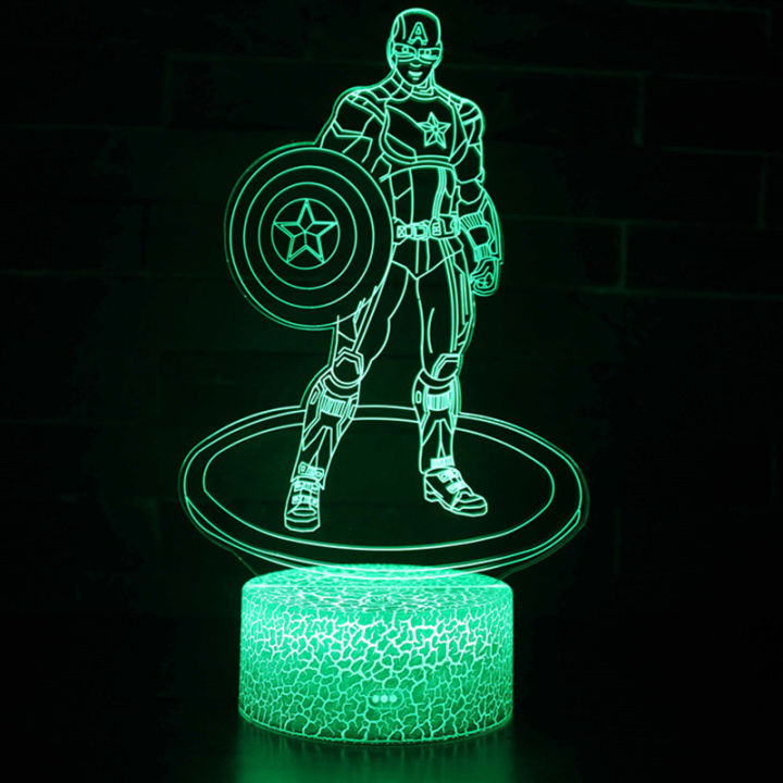 【Xbcustom Store】Cool Marvel The Avengers Spider iron Man Hulk Deadpool LED Night Light Multicolor RGB Bedroom Decor Kids Christmas Gift