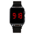 Men and women square touch screen watch stainless steel with magnetic bracelet large display led watch. 
