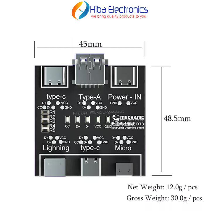 MECHANIC DT3 Cable Detection Board Data Line Test P C B Board MECHANIC DT3 USB Cable Tester For IOS-(lightning) Android-(Micro) Type-C Short Circuit On-Off Switching Test Board Tool