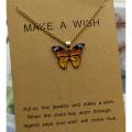 Butterfly Necklace for Girls Stylish Korean Fashion Purple, Blue, Yellow Antique white Butterfly Pendant Necklace for women Make a Wish Necklace Gift for her. 