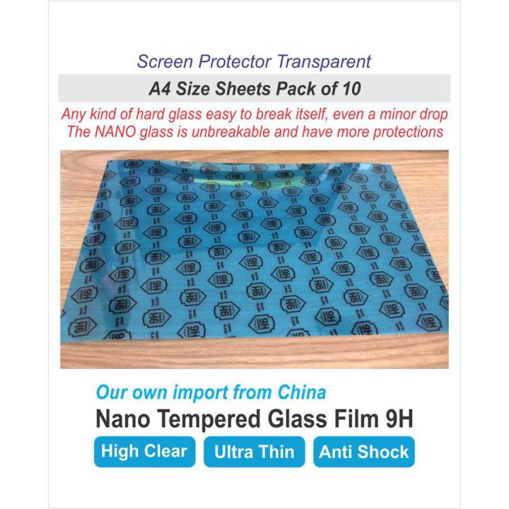 A4 Size Sheets Quantity 10 - Screen Protector - Nano Glass