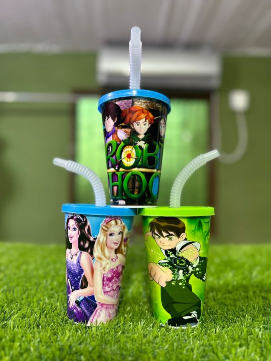 Kids Juice STRAW CUP , CARTOON CUP , SIPPING CUP FOR KIDS , KIDS STRAW CUP ,CUP  , KIDS TOY , CUP FOR KIDS  , BARBIE DOLL , BEN 10 ,  ROBIN HOOD ,  KIDS CUP   WHOLSALE AVAILABLE