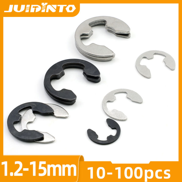 JIIO 10-100pcs E Clips etaining ing Stainless Steel Carbon Steel 1.2mm-15mm E-Clips Washer Circlips for Car Engines