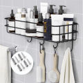 Multipurpose wall mounted Storage Rack / shower storage rack/ 1 layer corner rack / metal black shelf / bathroom kitchen punch corner frame /shower shelf metal rack. 