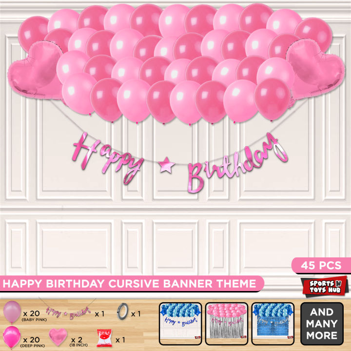 Happy Birthday Cursive Banner Theme Collection,  First, 2nd, 3rd Birthday Parties Decoration Themes, HBD Party Decor Set, For Boy Girl or Family Member, Second & Third Birth day Themes Celebrations Events Supplies