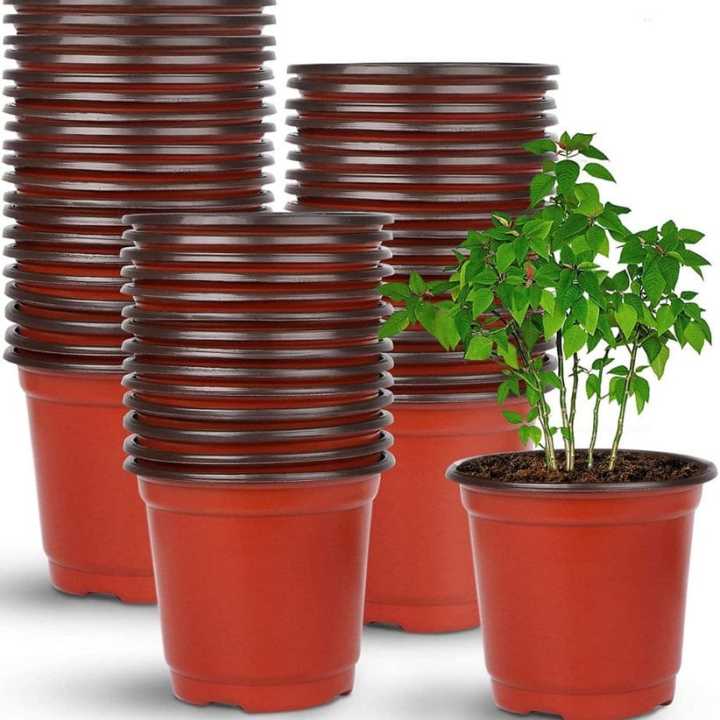 Pack of 10 Premium Quality 4.1×4.1Inches Plastic Flowerpot - Plastic Pots for Plants - Plastic Pots for Home Gardening - Plastic Pots for Seedling - Premium Quality Plastic Pots