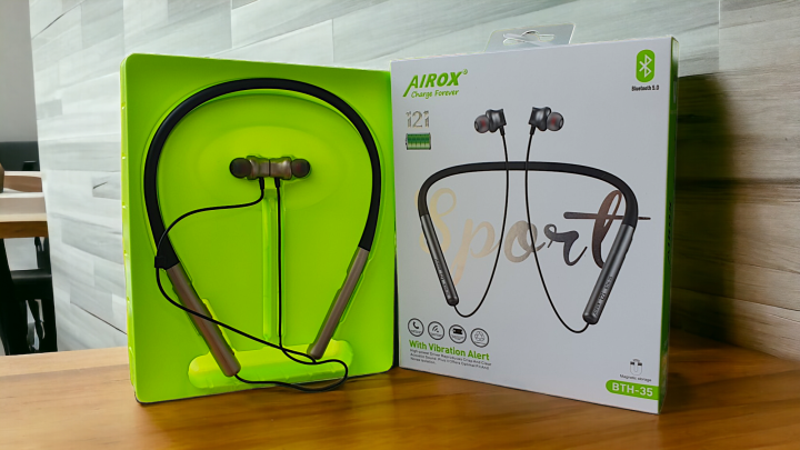 Airox BTH35 Wireless Neckband - Vibration Alert, Magnetic Bluetooth Earphones, Long Battery Life, Premium Sound Quality