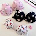 High Quality Front Open 4 In 1 Push-up Hello Kitty Print Adjustable Straps Bra Panty Set 016. 