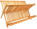 Bamboo Draining Rack Dish Drainer Plate Wooden Folding Washing Up Counter Sink. 
