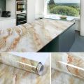 60cm × 200cm Self Adhesive Black / White Marble Sheet for Kitchen - Anti Oil and Heat Resistant Wallpaper. 