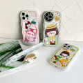 ZeroQiQi for Infinix Note 11 Note 12 G88 X663 Back Cover With Free Holder Cute Girl Wavy Phone Case Camera Protection Transparent TPU Soft Cover for Girls. 