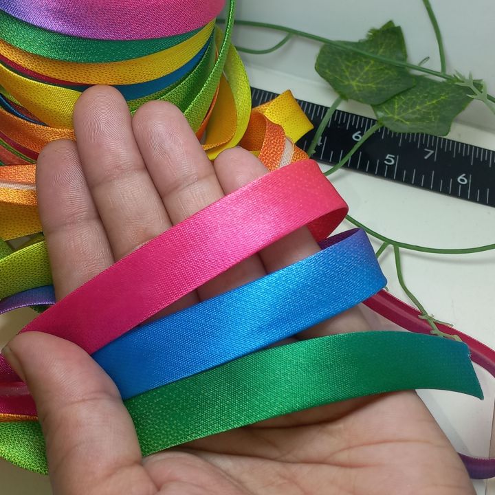Pack of 5ft, Satin Rainbow Ribbon Roll, Colorful Wrapping Ribbon, 0 ...