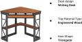 Corner Computer Table with Smooth Keyboard & Storage Shelves for Home Office Workstation Table , White & Gold. 