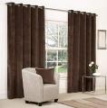 High Quality Velvet Dark Brown Ringtop Pair of Curtains - Pair. 