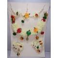 Mehndi Bridal Set Floral Handmade Mala, Mathapati, and Earrings- White Pearls - Aritifical Jewellery. 